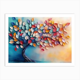 Colorful Tree With Leaves On Hanging Branches 14 Art Print