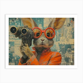 Absurd Bestiary: From Minimalism to Political Satire.Rabbit With Binoculars Art Print