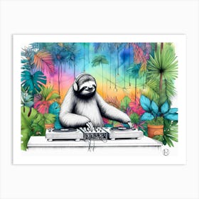 A Sloth Dj H1 Art Print