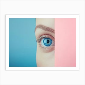 Blue Eye With Pink Background Art Print