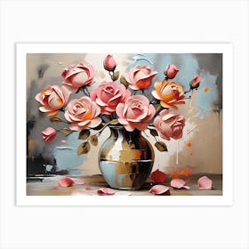 Roses In A Vase Abstract Art Print