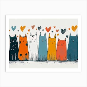 Cats With Hearts Art Print