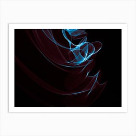 Glowing Abstract Curved Blue And Red Lines 8 Art Print