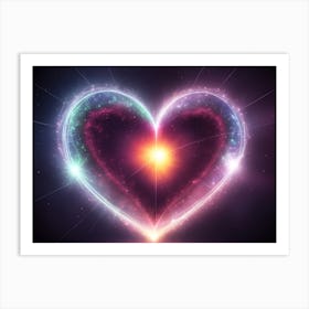 A Colorful Glowing Heart On A Dark Background Horizontal Composition 74 Art Print