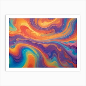 Abstract Colorful Fluid Art With Swirling, Flowing Patterns In Shades Of Orange, Purple, Blue, And Yellow 1 Art Print