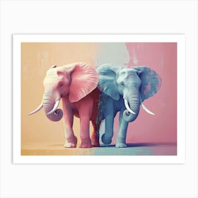 Elephants Animal Abstract Art In Pastel Colors 3 Art Print