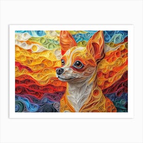 Chihuahua Paper Quill Dog Portrait Art Print