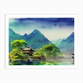 Tranquil Mountain Retreat Art Print