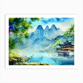 Whispers Of The Misty Pavilion Art Print