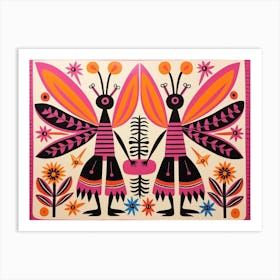 Dragonfly 1 Folk Style Animal Illustration Art Print