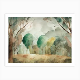 Watercolor Of Trees 4 Art Print