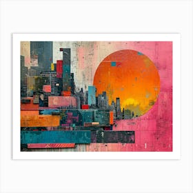 Urban Rhapsody: Collage Narratives of New York Life. Abstract Cityscape Art Print