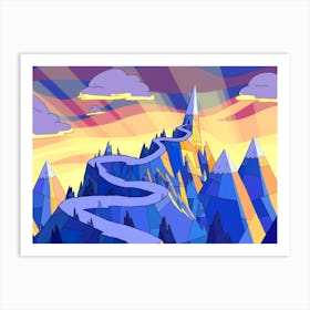 Snowy Mountains Mountain Castle Adventure Time Art Print