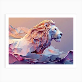 Lion Panthera Animal Abstract Art In Pastel Colors Painting Art Print