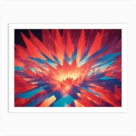 Abstract 3d Rendering Of A Spiky, Geometric Object With A Glowing Center, Resembling A Crystal Or A Burst Of Energy Art Print