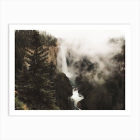 Misty Forest Waterfall Art Print