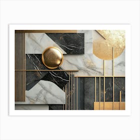 Gold And Black Marble Wall Art Art Print