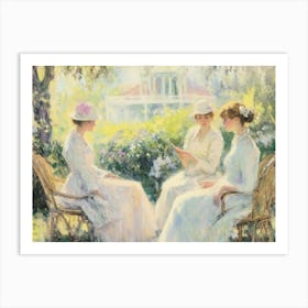 Three Ladies In A Garden Art Print