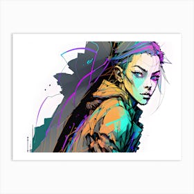 Girl With Purple Hair Art Print