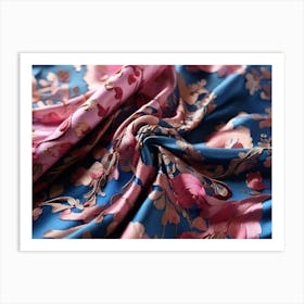 Pink And Blue Floral Pattern Art Print