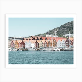 World heritage site Bryggen in Bergen, Norway - summer vintage architecture and travel photography by Christa Stroo Photography Art Print