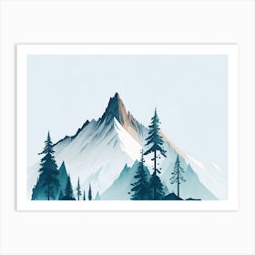 Mountain And Forest In Minimalist Watercolor Horizontal Composition 210 Art Print