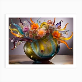 Glass Vase With Flowers 1 Art Print