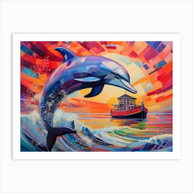 The Dolphin And The Boat Art Print