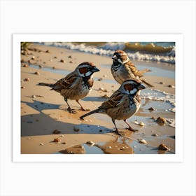 Sparrows Having a Beach Day Art Print