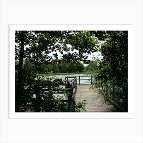 Wooden Bridge Over A Lake Art Print