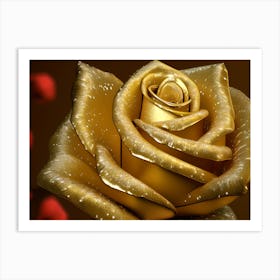 Gold Rose Wallpaper Art Print