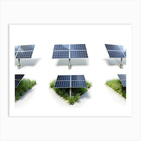 A Set Of Six Solar Panels, Displayed On A White Background Art Print