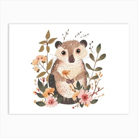 Little Floral Opossum 1 Art Print