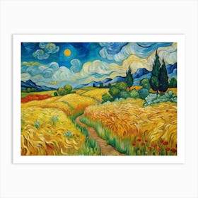 Van Gogh A Golden Wheatfield Blending Into A Vivid Affiche