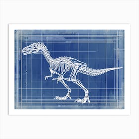 Microraptor Skeleton Hand Drawn Blueprint 4 Art Print