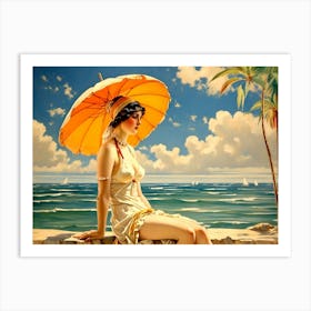 Girl At The Beach 1 Art Print