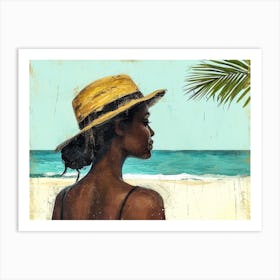 Illustration of an African American woman at the beach 31 Art Print