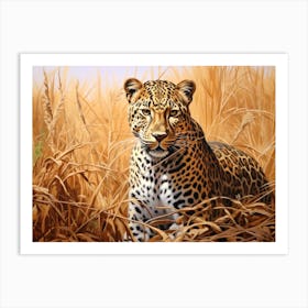 African Leopard Stealthily Stalking Prey Realism 4 Art Print