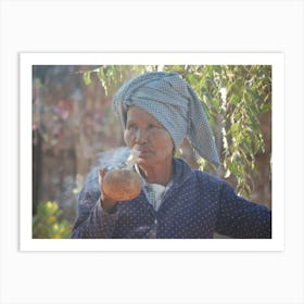 Woman Smokes A Pipe Art Print