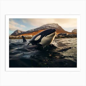 Realistic Photography Of Orca Whale Coming Out Of Ocean 6 Art Print