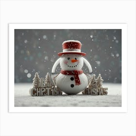 Christmas Snowman Art Print