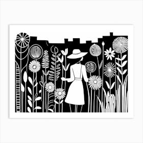 Into the Garden Art, Garden Girl Art, Gardening 190 Art Print