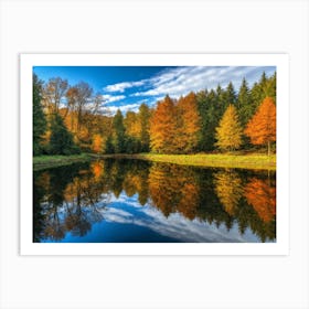 Serene Autumn Reflections 5 Art Print