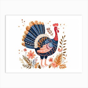 Little Floral Turkey 2 Art Print