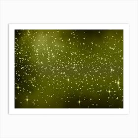 Green Full Tone Shining Star Background Art Print