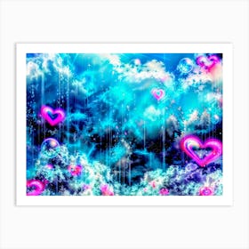 Blue Sky With Hearts Art Print