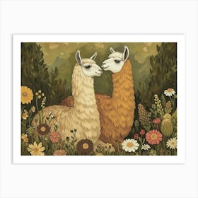 Floral Animal Illustration Llama 2 Art Print