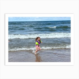 Little Girl Running In The Ocean Art Print