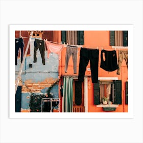 Laundry In Colorful Burano In Italy Art Print