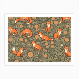 Foxes In A Field Art Print